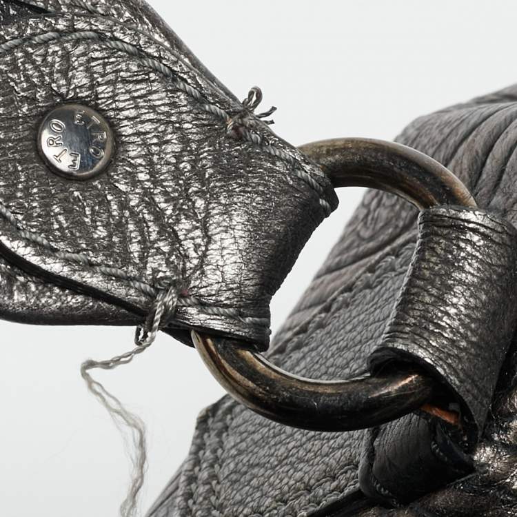 مملوكة مسبقًا Etro Metallic Paisley Embossed Leather Drawstring Hobo