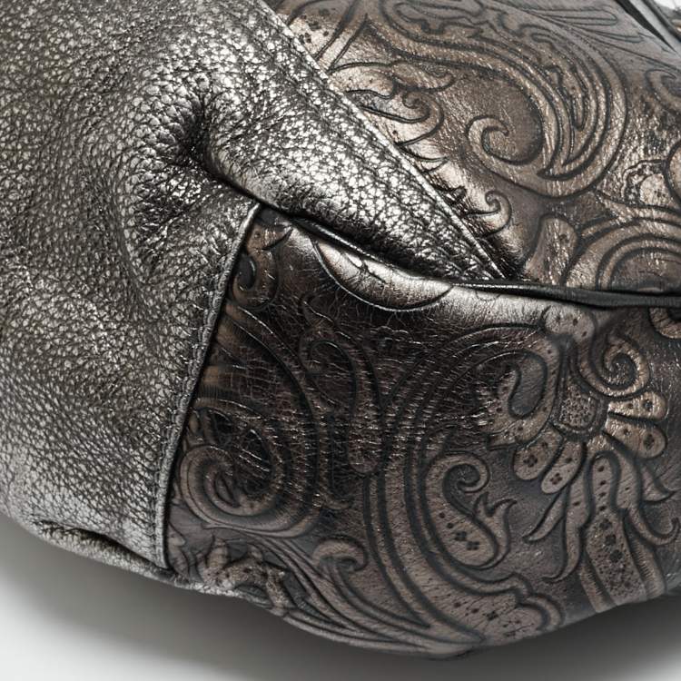 مملوكة مسبقًا Etro Metallic Paisley Embossed Leather Drawstring Hobo