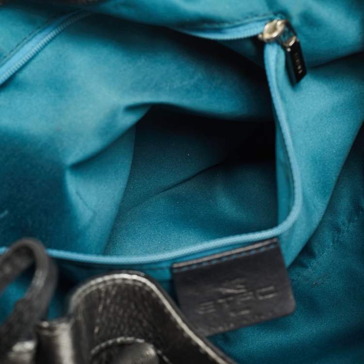 مملوكة مسبقًا Etro Metallic Paisley Embossed Leather Drawstring Hobo