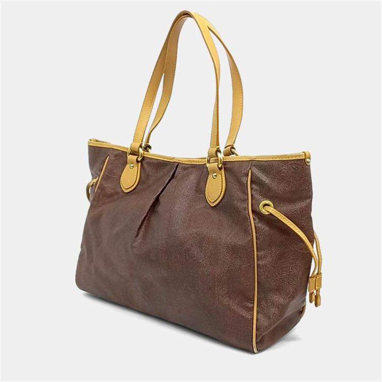 Pre Owned Etro Brown Leather Paisley Shoulder Bag