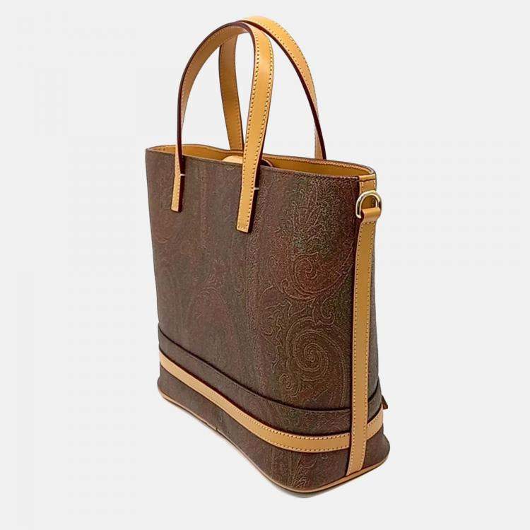 مملوكة مسبقًا Etro Brown Leather Paisley Tote And Shoulder Bag