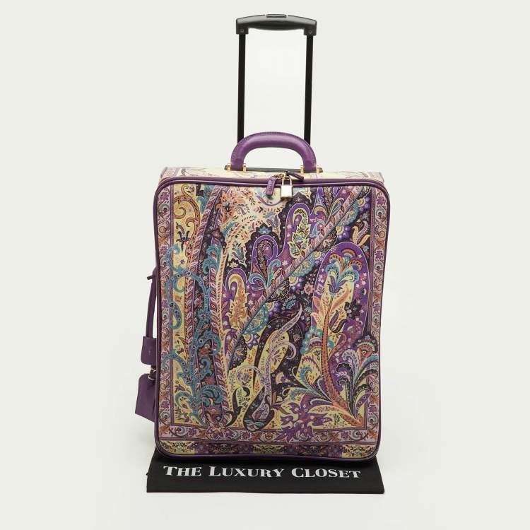 Pre Owned Etro Multicolor Paisley Print Coated Canvas and Leather Rolling Suitcase