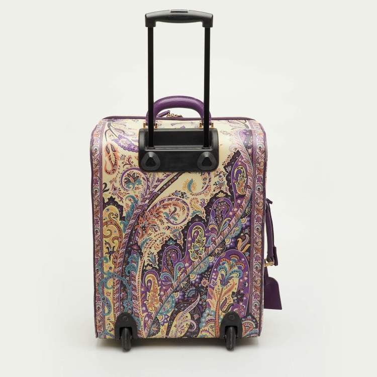 Pre Owned Etro Multicolor Paisley Print Coated Canvas and Leather Rolling Suitcase