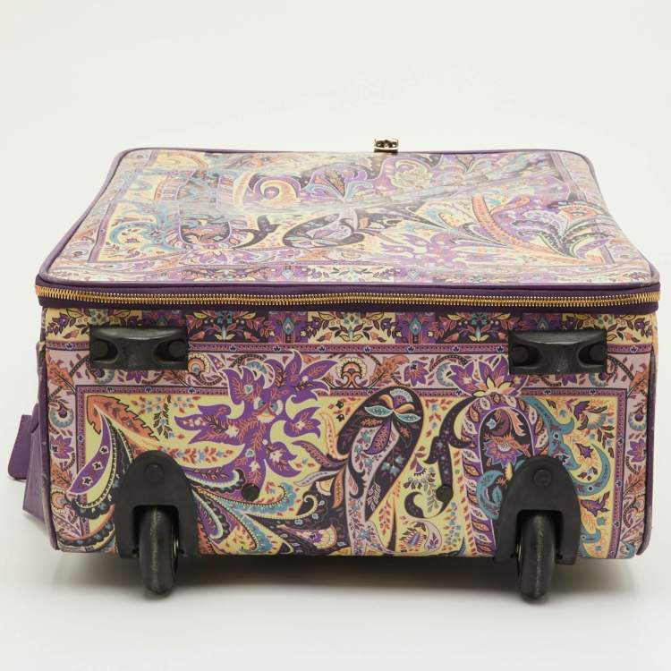 Pre Owned Etro Multicolor Paisley Print Coated Canvas and Leather Rolling Suitcase