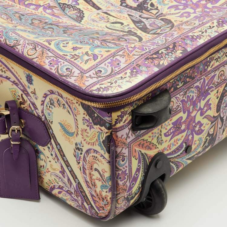Pre Owned Etro Multicolor Paisley Print Coated Canvas and Leather Rolling Suitcase