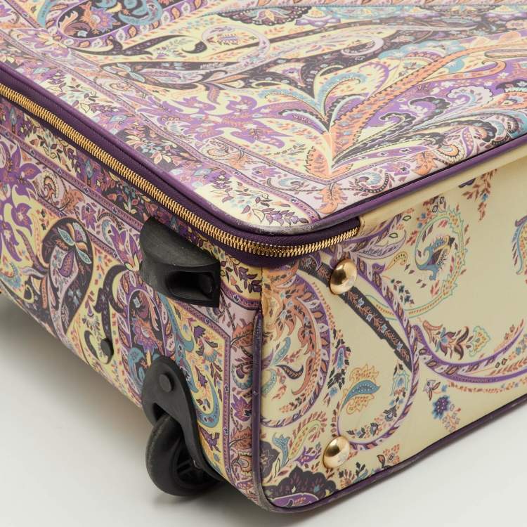 Pre Owned Etro Multicolor Paisley Print Coated Canvas and Leather Rolling Suitcase