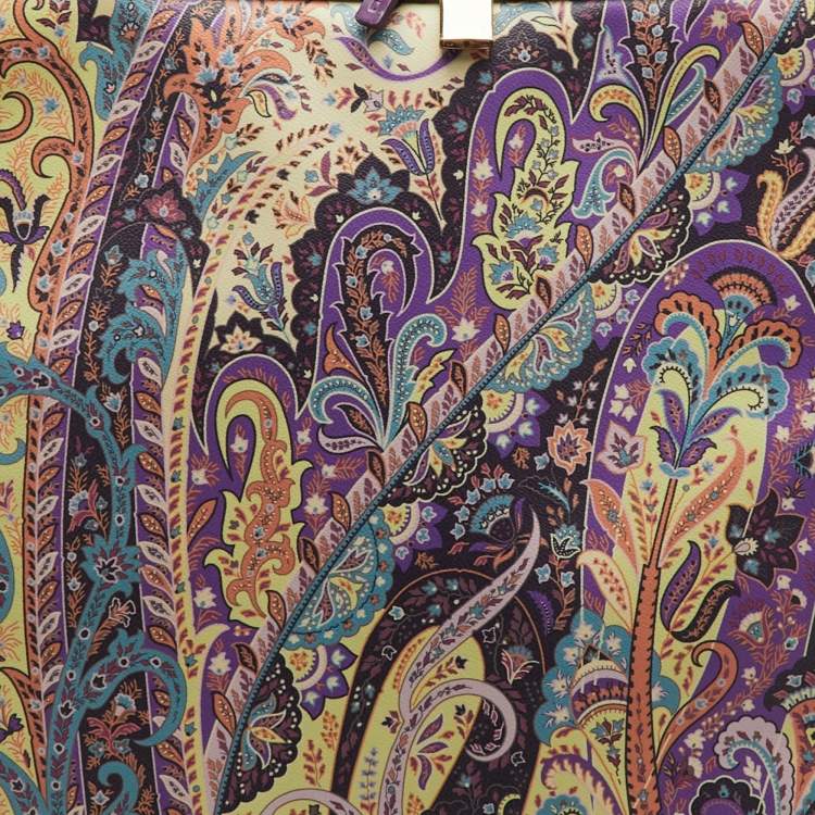 Pre Owned Etro Multicolor Paisley Print Coated Canvas and Leather Rolling Suitcase
