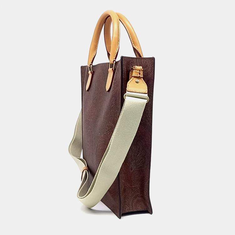 Pre Owned Etro Brown Leather Paisley Tote and Shoulder Bag