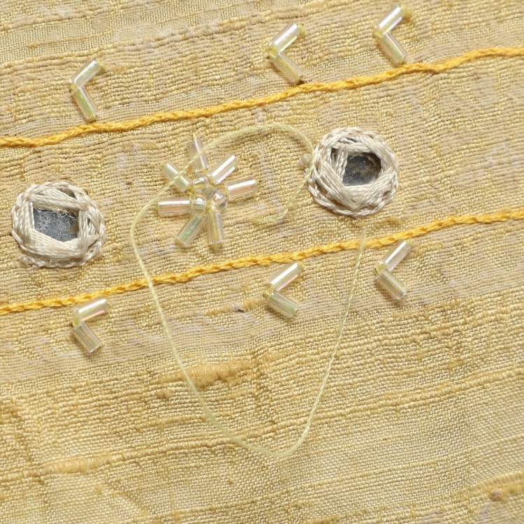 Pre Owned Etro Embellished Yellow Fabric Tote