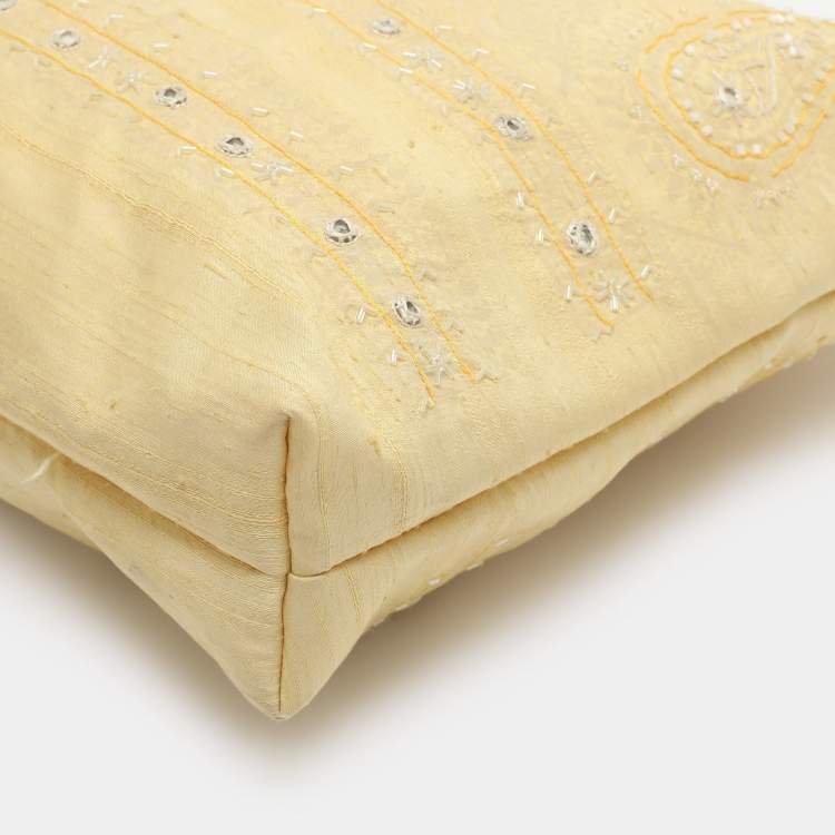 Pre Owned Etro Embellished Yellow Fabric Tote