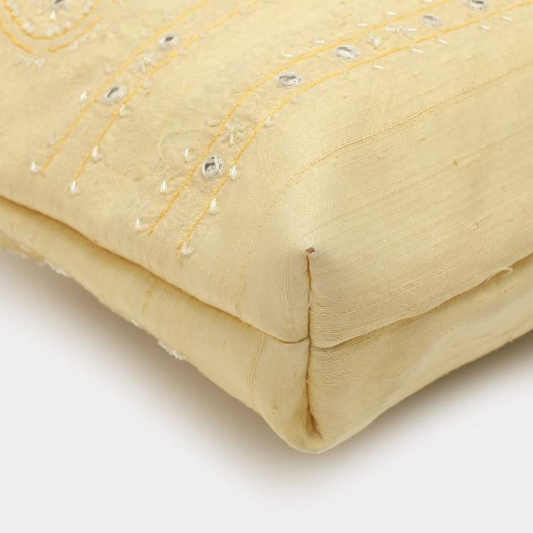 Pre Owned Etro Embellished Yellow Fabric Tote