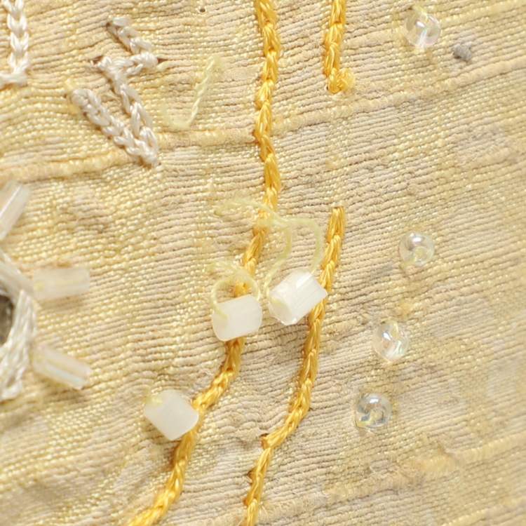 Pre Owned Etro Embellished Yellow Fabric Tote