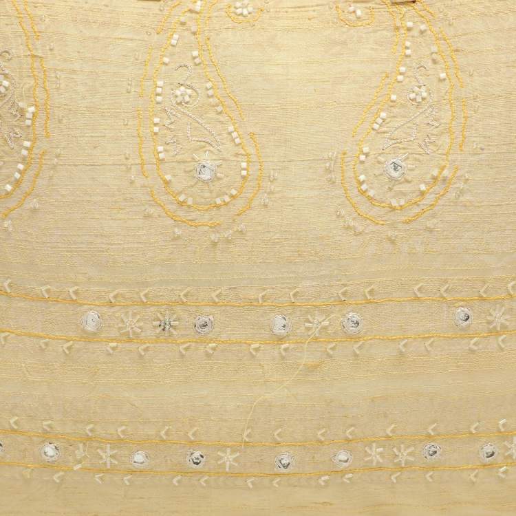 Pre Owned Etro Embellished Yellow Fabric Tote