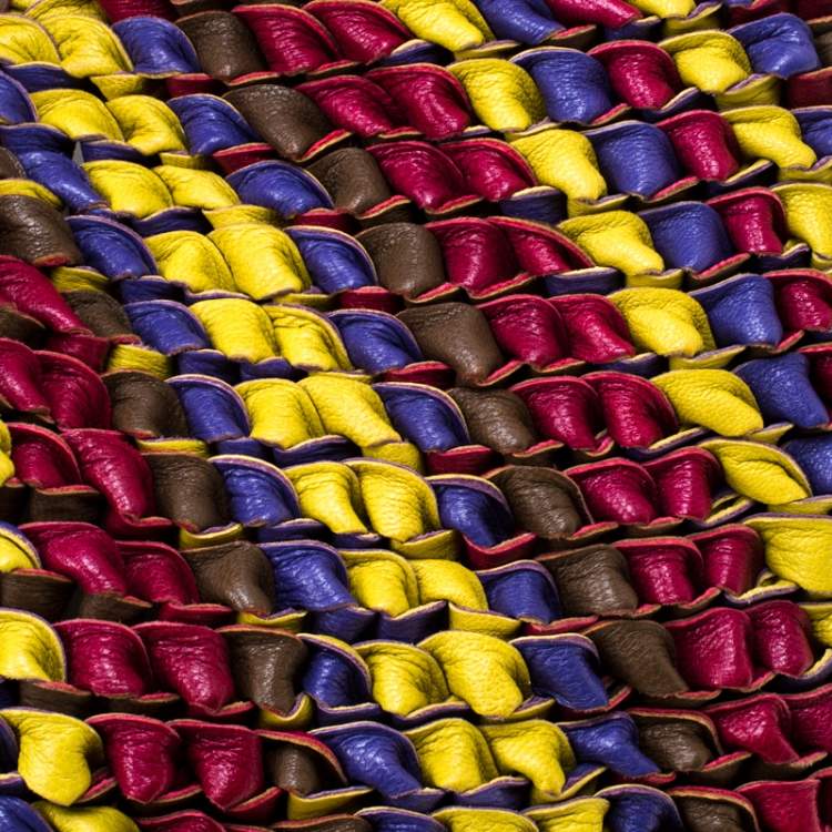 Pre Owned Etro Multicolor Woven Leather Shopper Tote