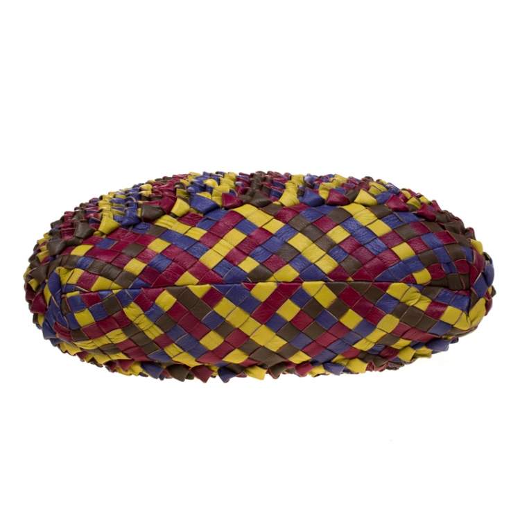 Pre Owned Etro Multicolor Woven Leather Shopper Tote