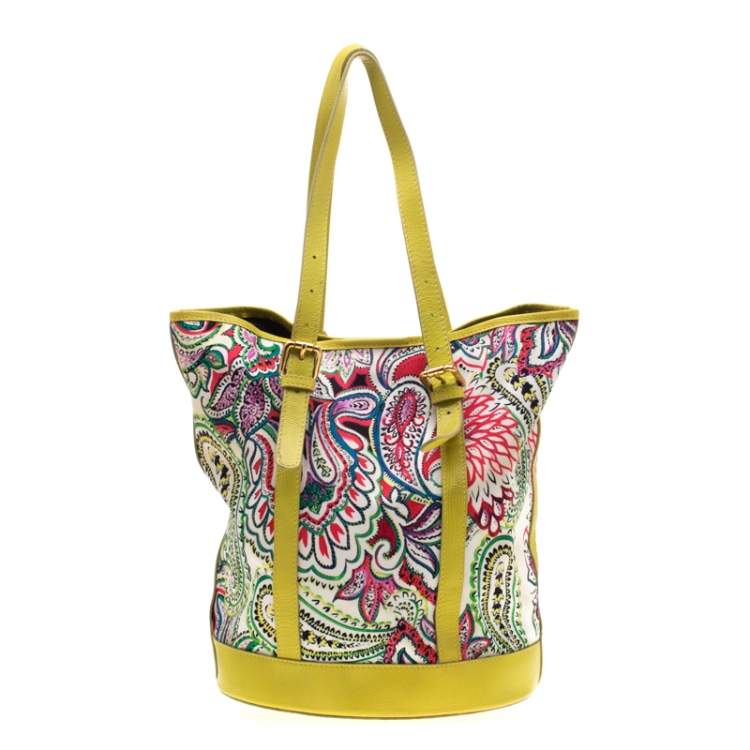 Pre Owned Etro Multicolor Paisley Print Canvas and Leather Tote