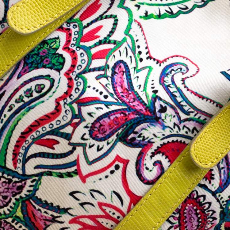 Pre Owned Etro Multicolor Paisley Print Canvas and Leather Tote