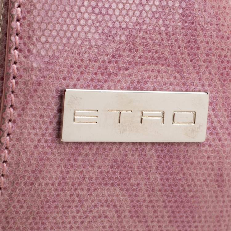 Pre Owned Etro Blush Pink Paisley Leather  and Calfhair Shoulder Bag