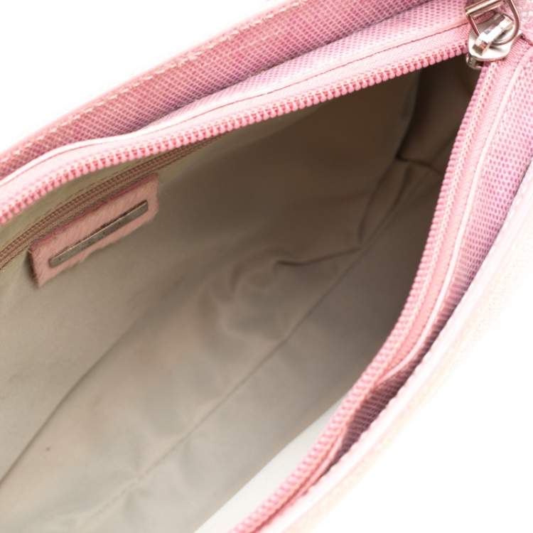Pre Owned Etro Blush Pink Paisley Leather  and Calfhair Shoulder Bag