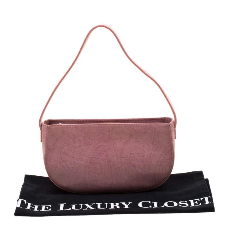Pre Owned Etro Blush Pink Paisley Leather  and Calfhair Shoulder Bag