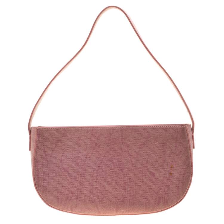 Pre Owned Etro Blush Pink Paisley Leather  and Calfhair Shoulder Bag