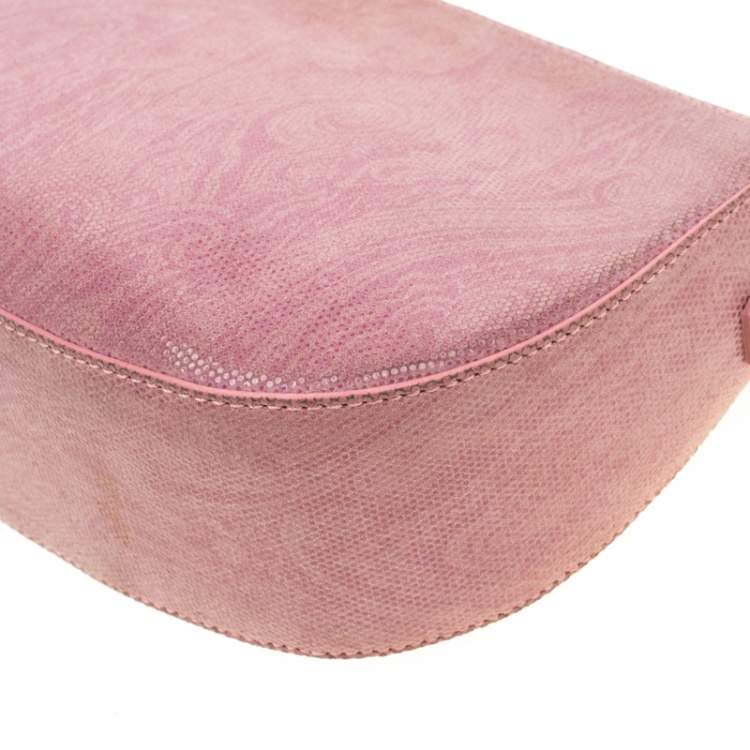 Pre Owned Etro Blush Pink Paisley Leather  and Calfhair Shoulder Bag