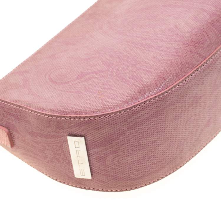 Pre Owned Etro Blush Pink Paisley Leather  and Calfhair Shoulder Bag