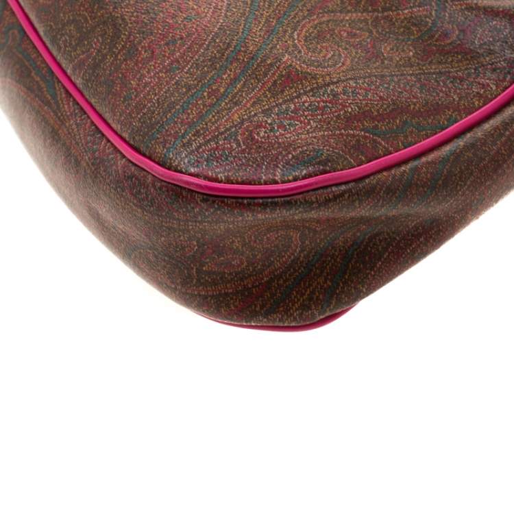 Pre Owned Etro Multicolor Paisley Print Coated Canvas and Leather Shoulder Bag         