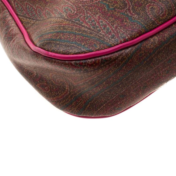 Pre Owned Etro Multicolor Paisley Print Coated Canvas and Leather Shoulder Bag         