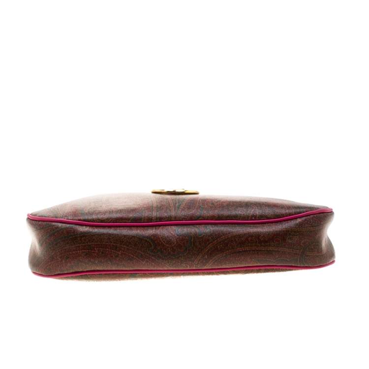 Pre Owned Etro Multicolor Paisley Print Coated Canvas and Leather Shoulder Bag         