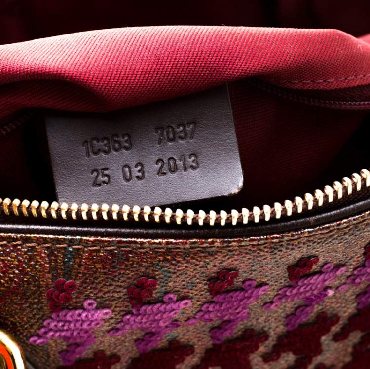 Pre Owned Etro Brown Paisley Printed Coated Canvas Sequins Boston Bag