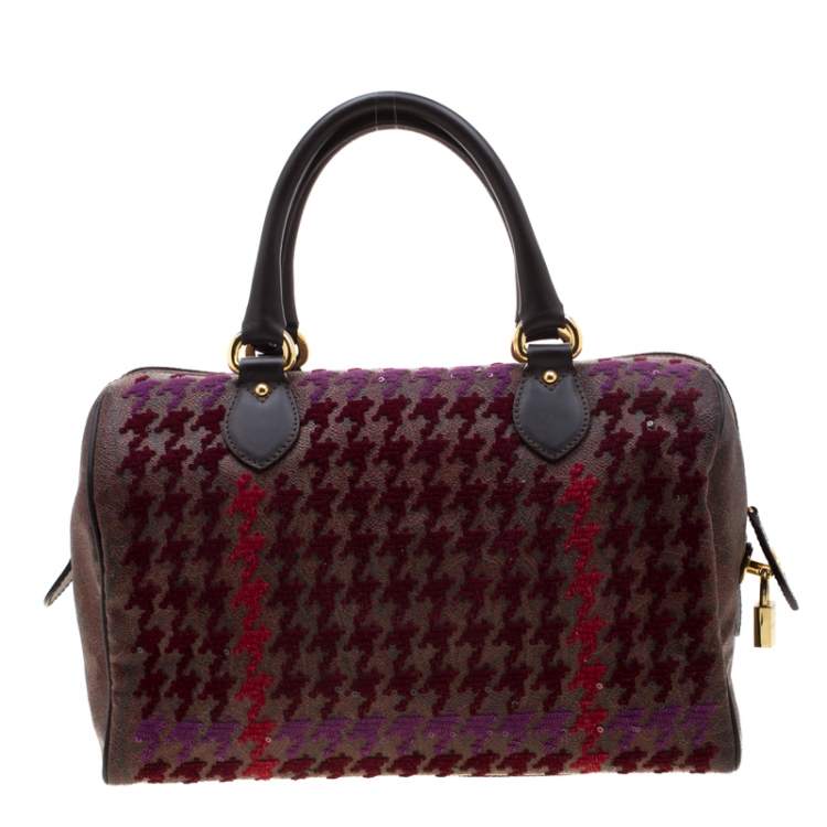 Pre Owned Etro Brown Paisley Printed Coated Canvas Sequins Boston Bag