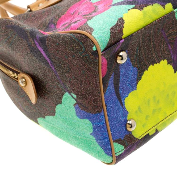 Pre Owned Etro Multicolor Paisley Printed Coated Canvas and Leather Satchel