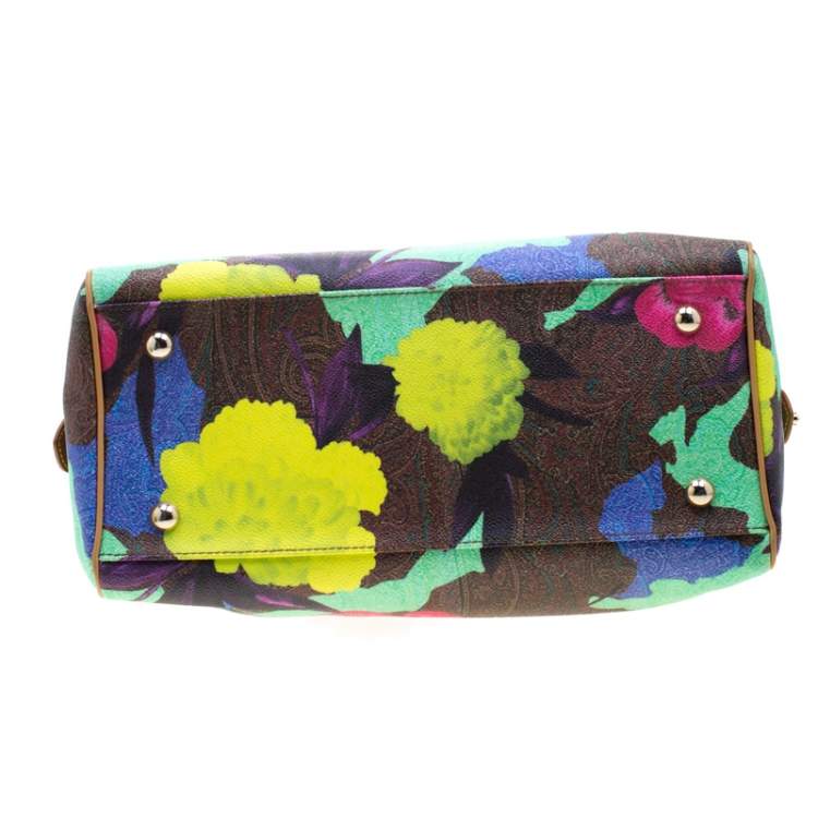 Pre Owned Etro Multicolor Paisley Printed Coated Canvas and Leather Satchel