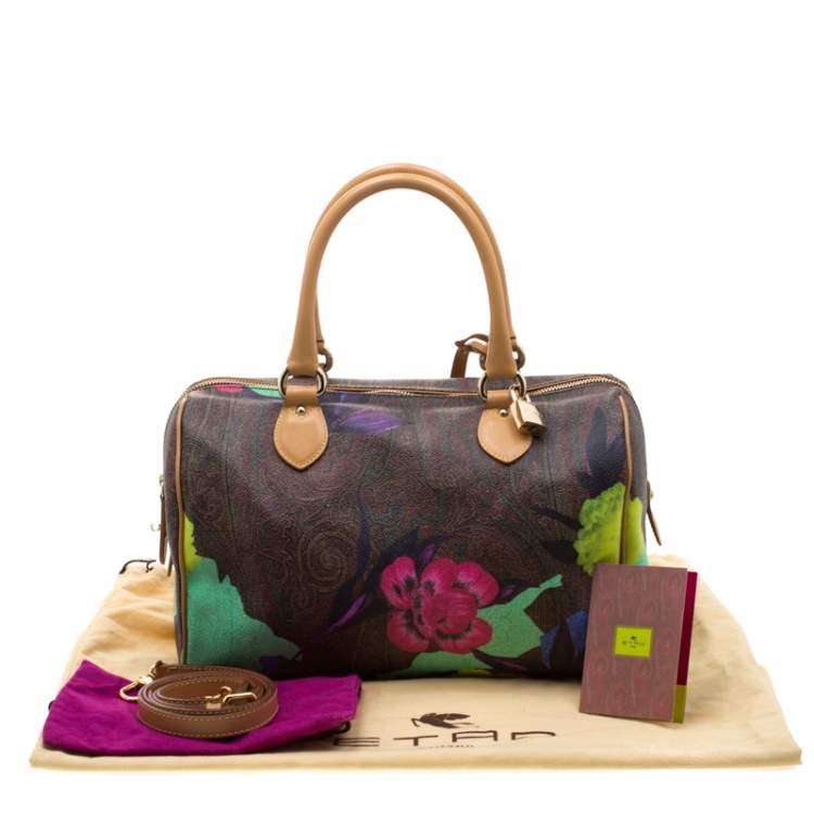 Pre Owned Etro Multicolor Paisley Printed Coated Canvas and Leather Satchel