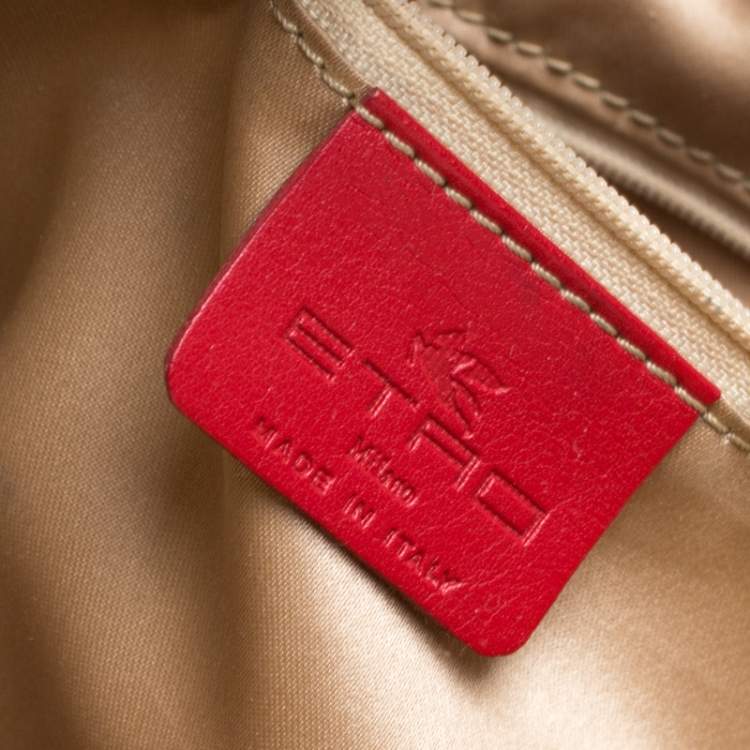 Pre Owned Etro Yellow Paisley Embossed Patent Leather Tote
