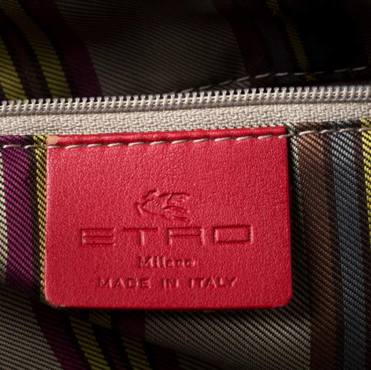 Pre Owned Etro Yellow/Brown Ombre Paisley Embossed Leather Zip Tote