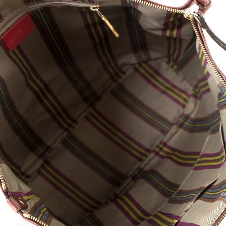 Pre Owned Etro Yellow/Brown Ombre Paisley Embossed Leather Zip Tote