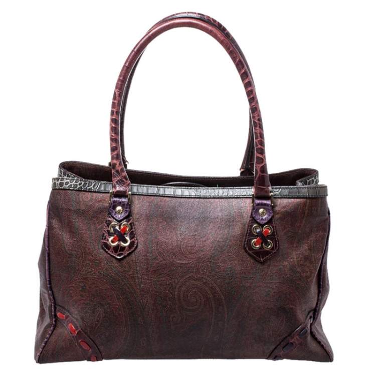 Pre Owned Etro Multicolor Paisley Printed Coated Canvas Tote