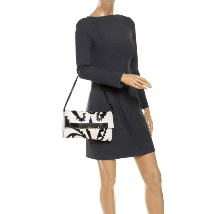 Pre Owned Etro Cream/Black Leather Shoulder Bag
