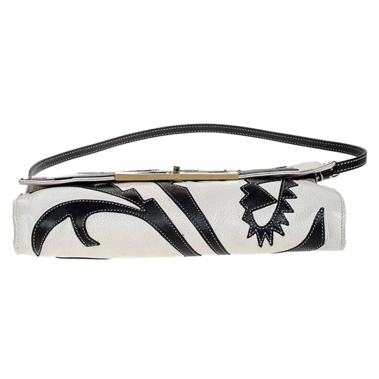 Pre Owned Etro Cream/Black Leather Shoulder Bag