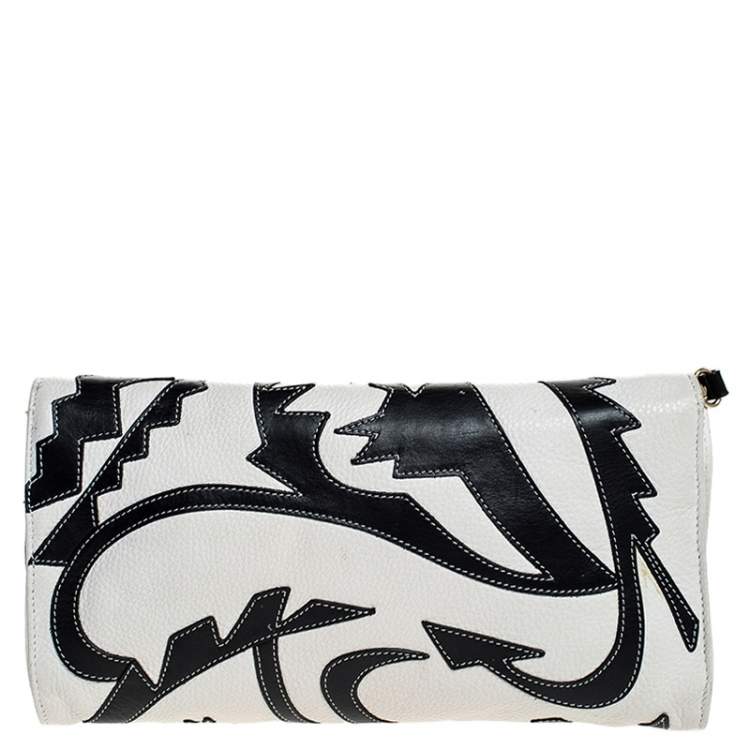 Pre Owned Etro Cream/Black Leather Shoulder Bag