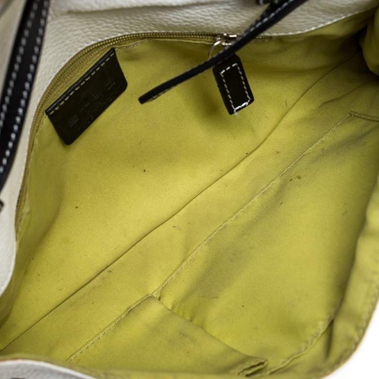 Pre Owned Etro Cream/Black Leather Shoulder Bag