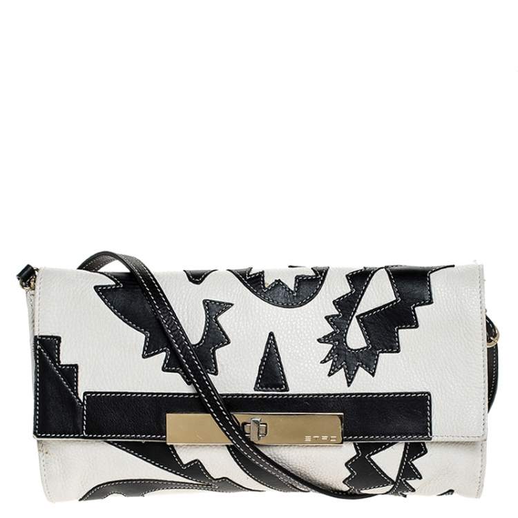 Pre Owned Etro Cream/Black Leather Shoulder Bag