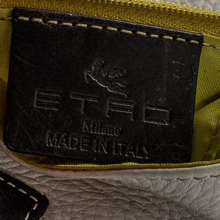Pre Owned Etro Cream/Black Leather Shoulder Bag