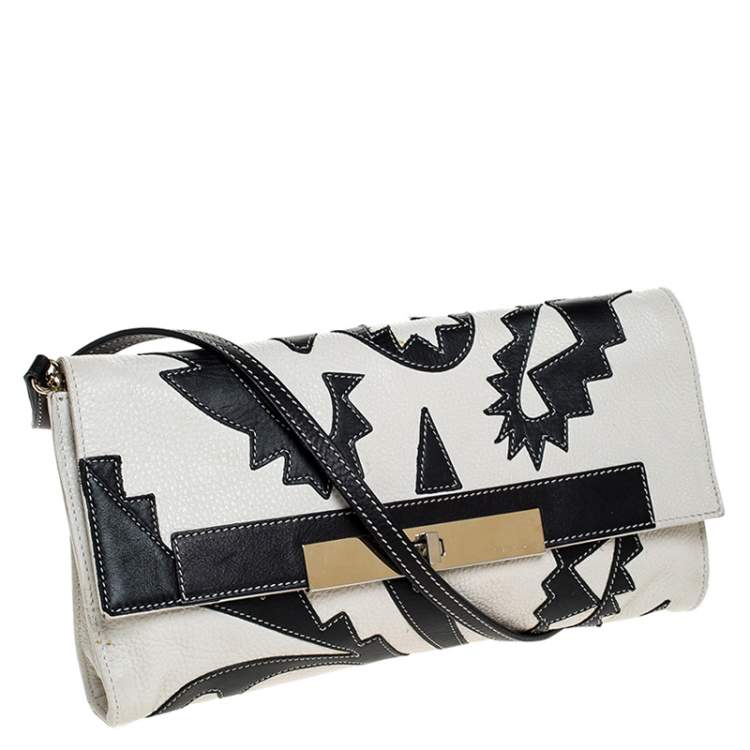 Pre Owned Etro Cream/Black Leather Shoulder Bag