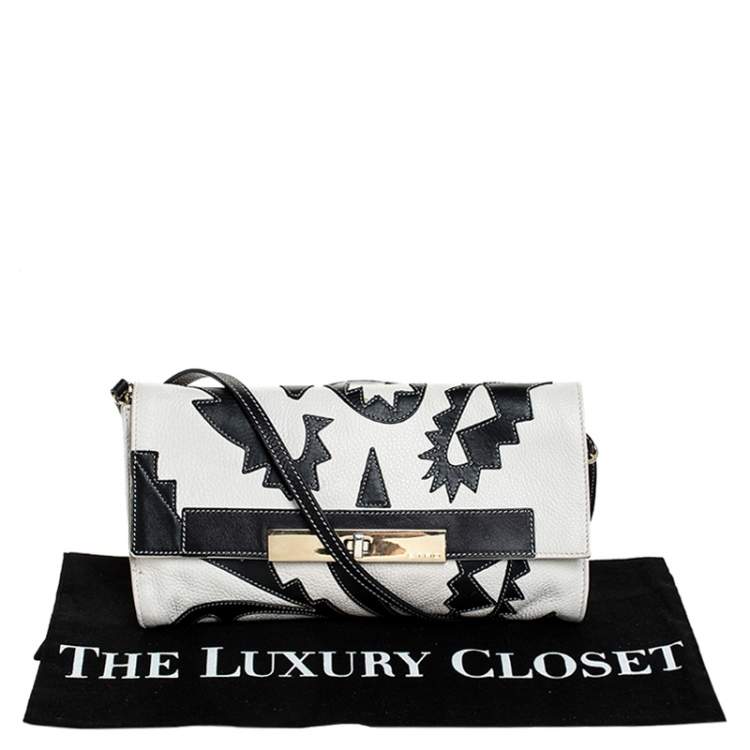 Pre Owned Etro Cream/Black Leather Shoulder Bag