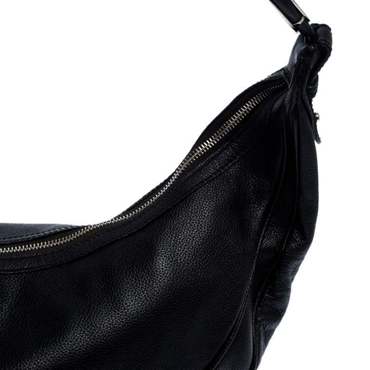 Pre Owned Etro Black Leather Half Moon Shoulder Bag