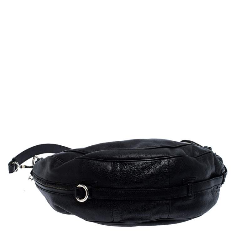 Pre Owned Etro Black Leather Half Moon Shoulder Bag