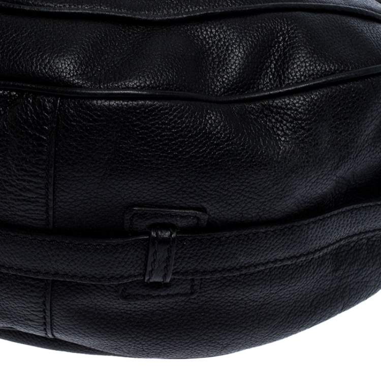 Pre Owned Etro Black Leather Half Moon Shoulder Bag